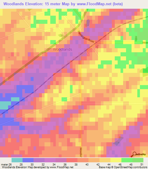 Woodlands,New Zealand Elevation Map