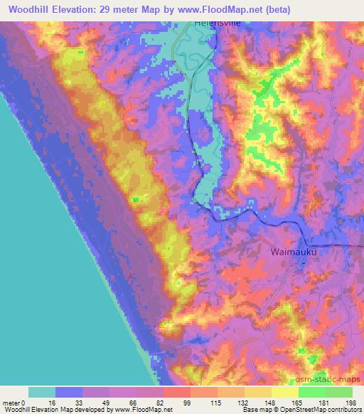 Woodhill,New Zealand Elevation Map