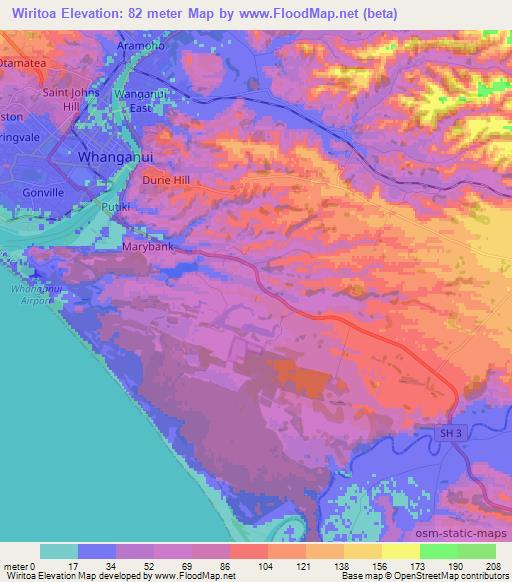Wiritoa,New Zealand Elevation Map