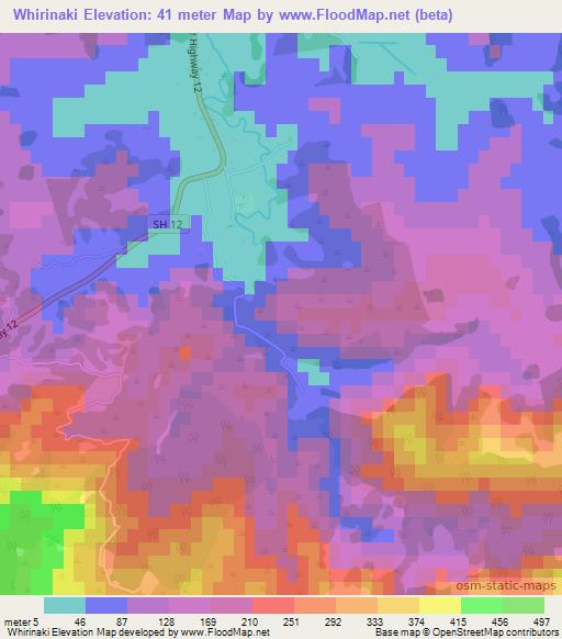 Whirinaki,New Zealand Elevation Map