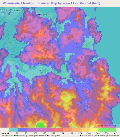 Whenuakite,New Zealand Elevation Map