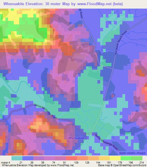 Whenuakite,New Zealand Elevation Map