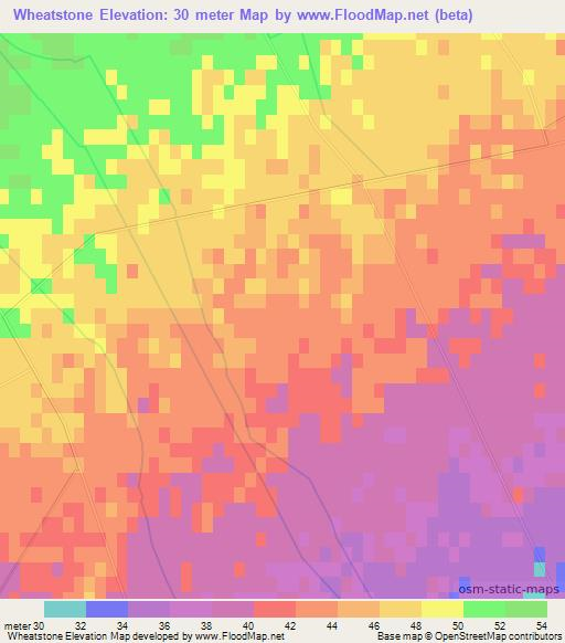 Wheatstone,New Zealand Elevation Map