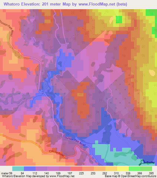 Whatoro,New Zealand Elevation Map