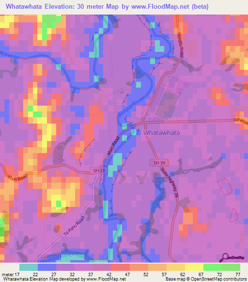 Whatawhata,New Zealand Elevation Map