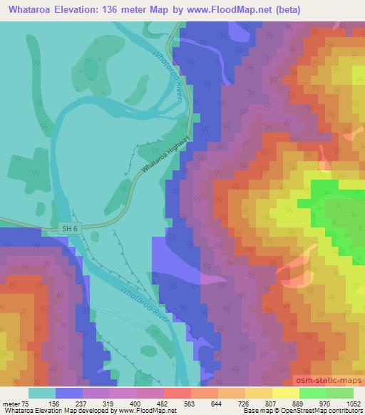 Whataroa,New Zealand Elevation Map