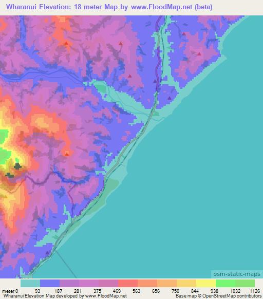 Wharanui,New Zealand Elevation Map