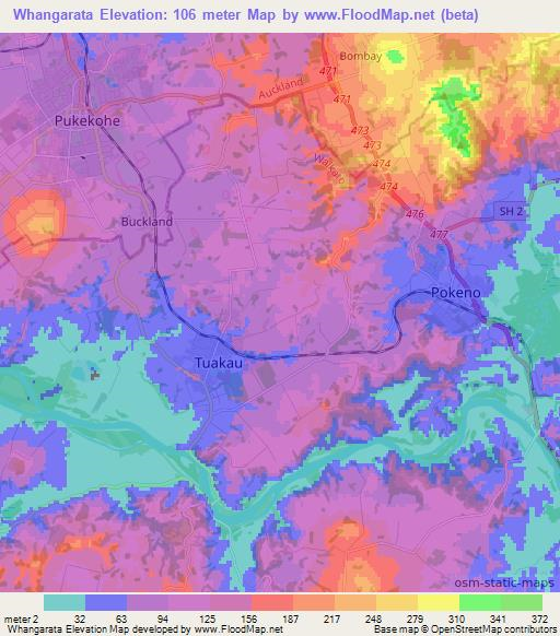 Whangarata,New Zealand Elevation Map