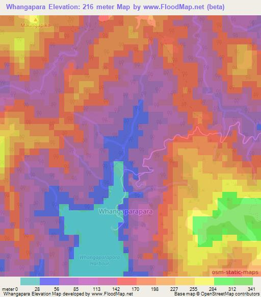 Whangapara,New Zealand Elevation Map