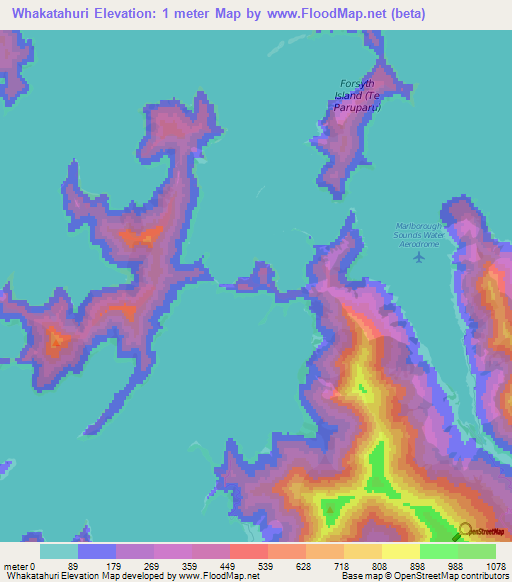 Whakatahuri,New Zealand Elevation Map