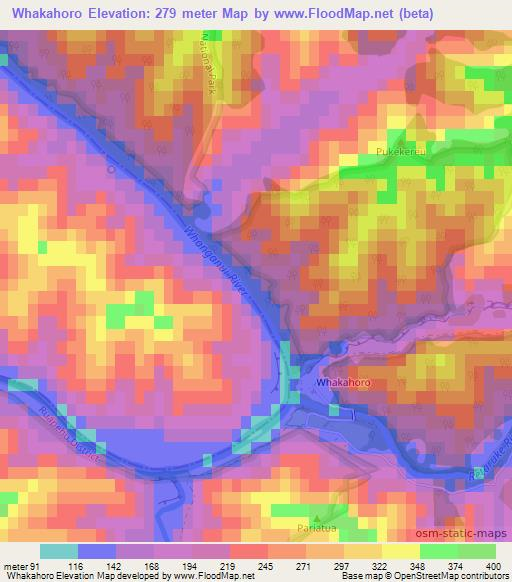Whakahoro,New Zealand Elevation Map