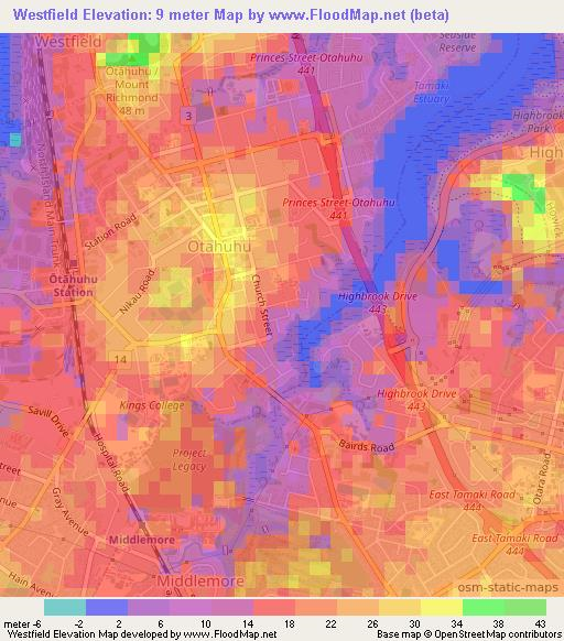 Westfield,New Zealand Elevation Map