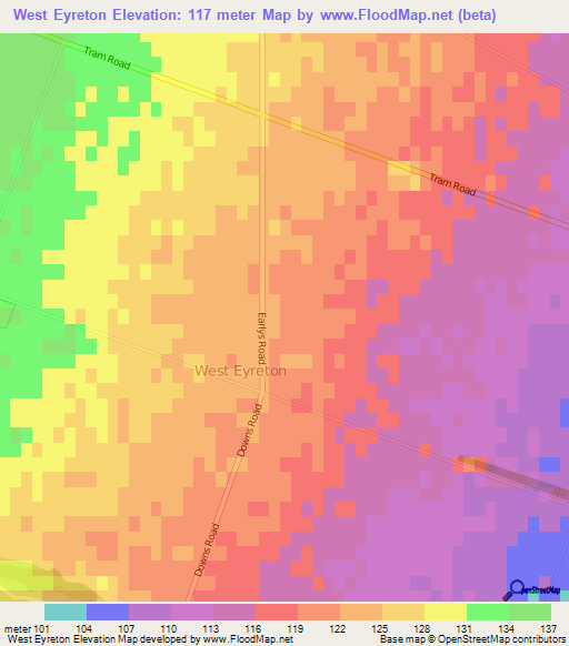 West Eyreton,New Zealand Elevation Map