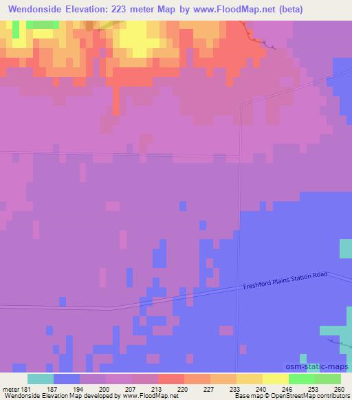 Wendonside,New Zealand Elevation Map