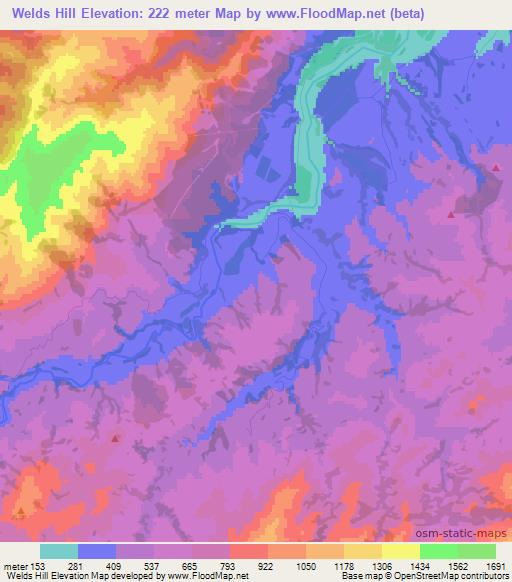 Welds Hill,New Zealand Elevation Map