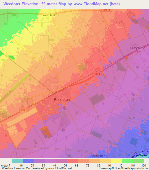 Weedons,New Zealand Elevation Map