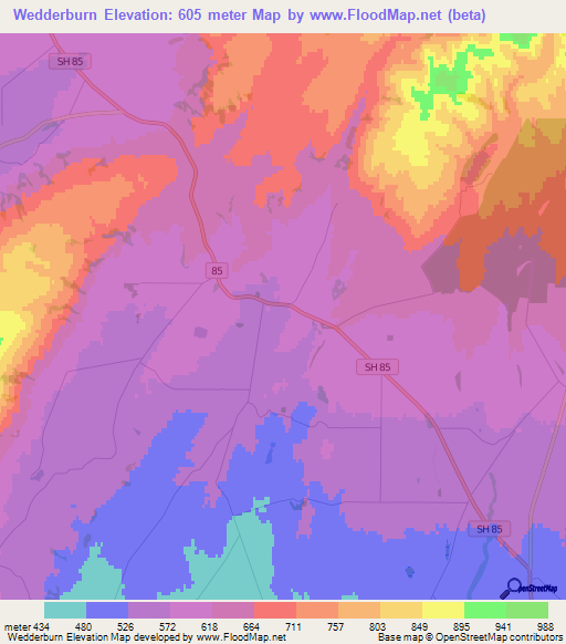 Wedderburn,New Zealand Elevation Map