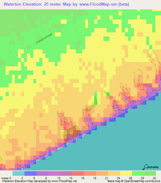 Waterton,New Zealand Elevation Map