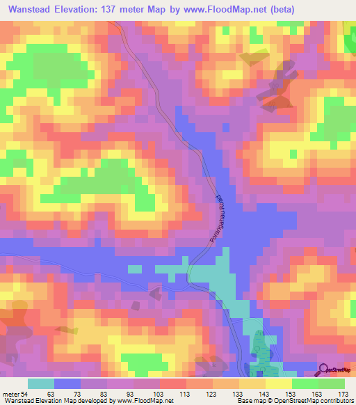 Wanstead,New Zealand Elevation Map