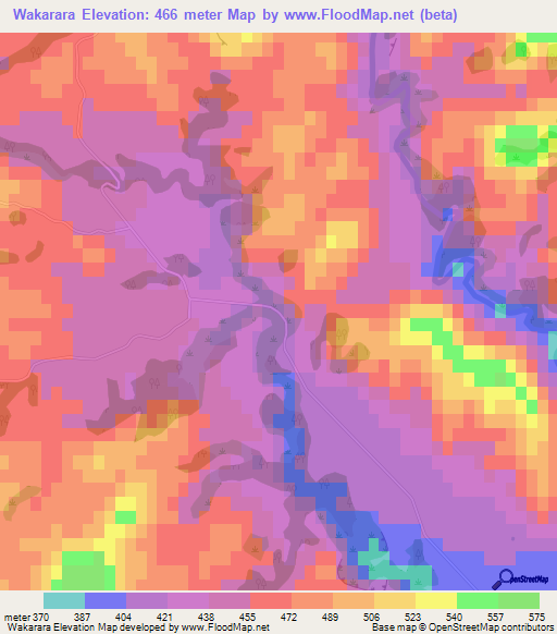 Wakarara,New Zealand Elevation Map