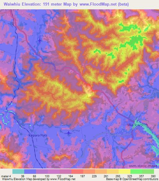 Waiwhiu,New Zealand Elevation Map