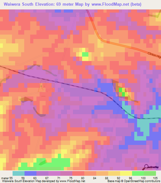 Waiwera South,New Zealand Elevation Map