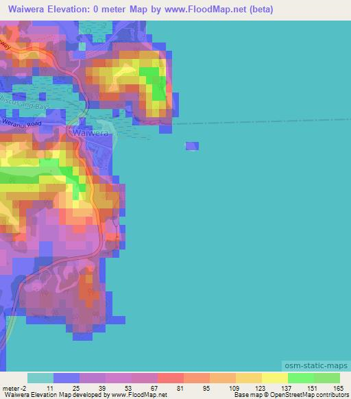 Waiwera,New Zealand Elevation Map