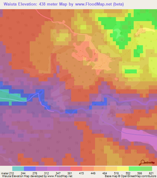 Waiuta,New Zealand Elevation Map