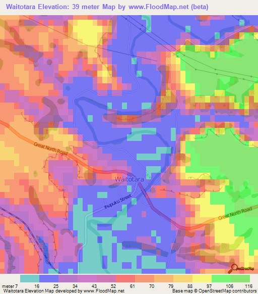 Waitotara,New Zealand Elevation Map