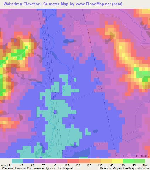 Waiterimu,New Zealand Elevation Map
