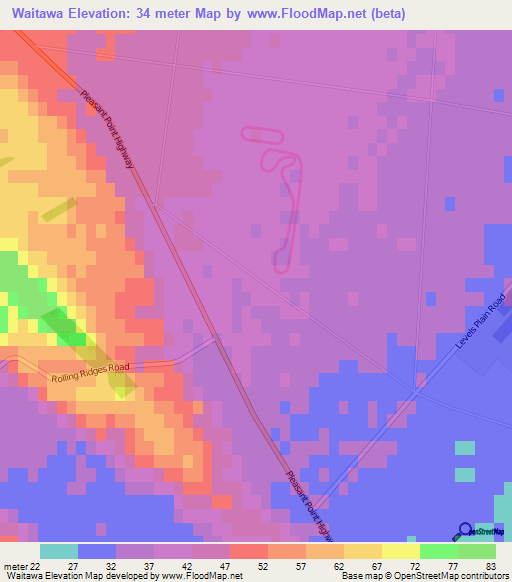Waitawa,New Zealand Elevation Map