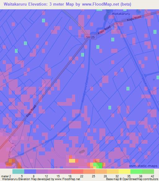 Waitakaruru,New Zealand Elevation Map