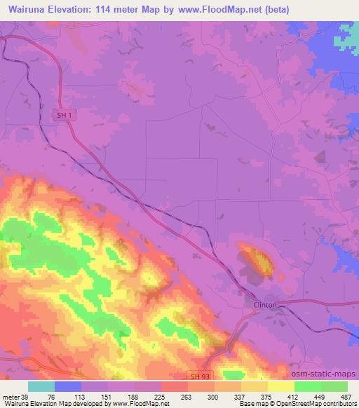 Wairuna,New Zealand Elevation Map