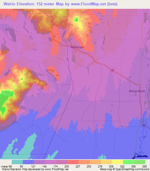 Wairio,New Zealand Elevation Map