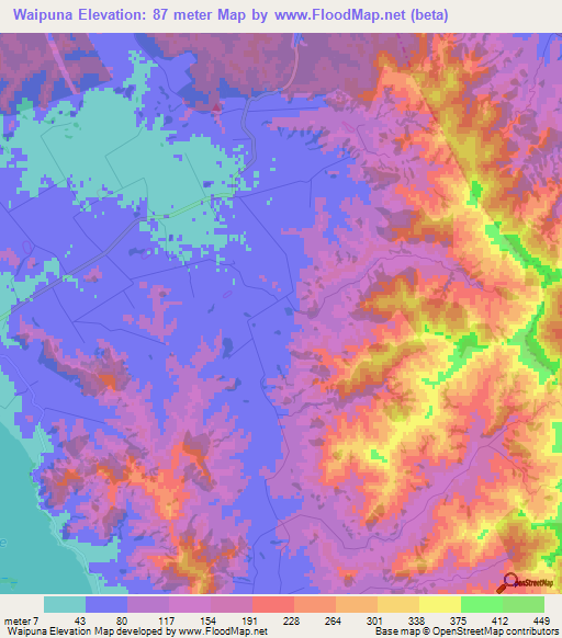 Waipuna,New Zealand Elevation Map