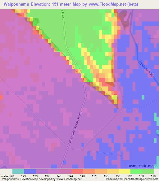 Waipounamu,New Zealand Elevation Map