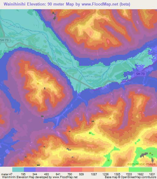 Wainihinihi,New Zealand Elevation Map