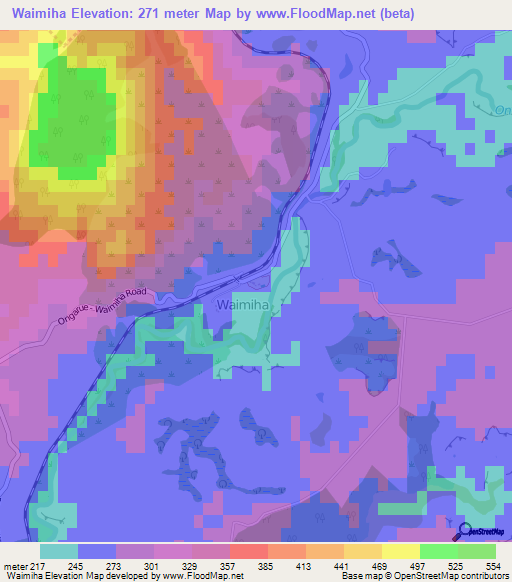Waimiha,New Zealand Elevation Map