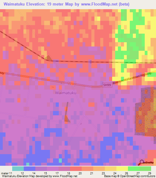 Waimatuku,New Zealand Elevation Map