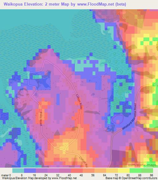 Waikopua,New Zealand Elevation Map
