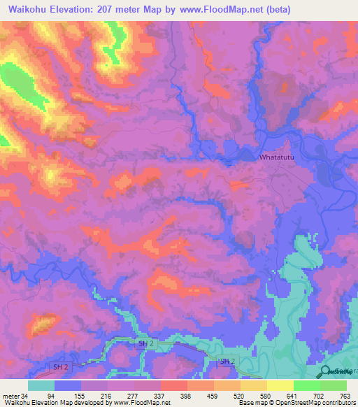 Waikohu,New Zealand Elevation Map