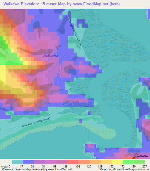 Waikawa,New Zealand Elevation Map