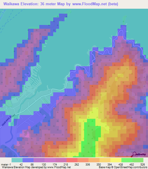 Waikawa,New Zealand Elevation Map