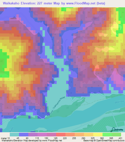Waikakaho,New Zealand Elevation Map