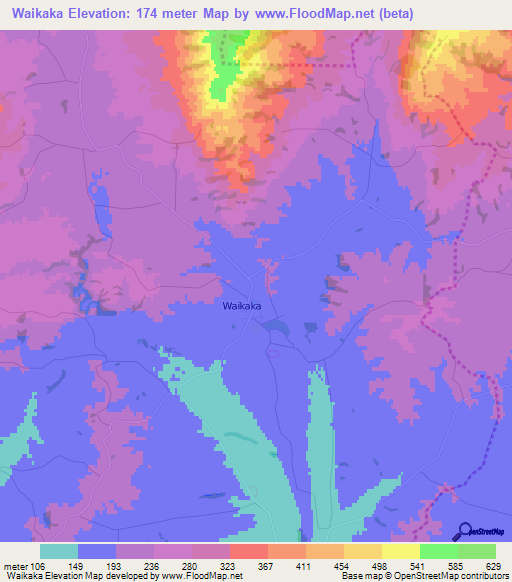 Waikaka,New Zealand Elevation Map
