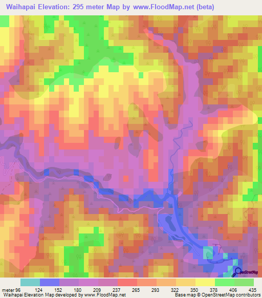 Waihapai,New Zealand Elevation Map