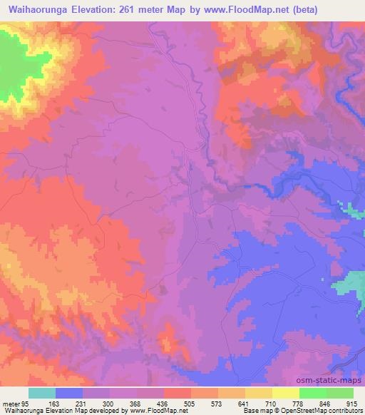 Waihaorunga,New Zealand Elevation Map