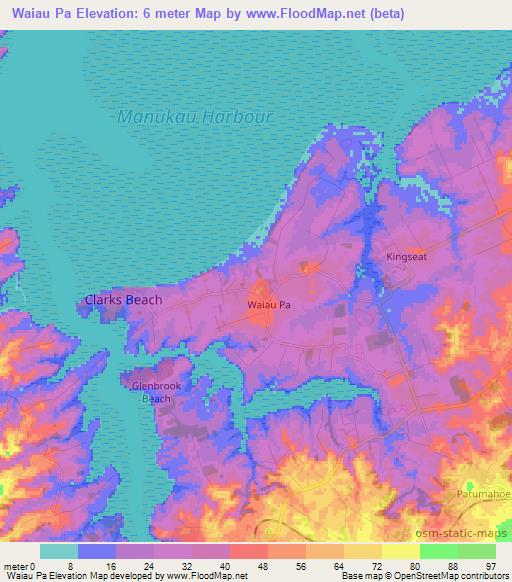 Waiau Pa,New Zealand Elevation Map