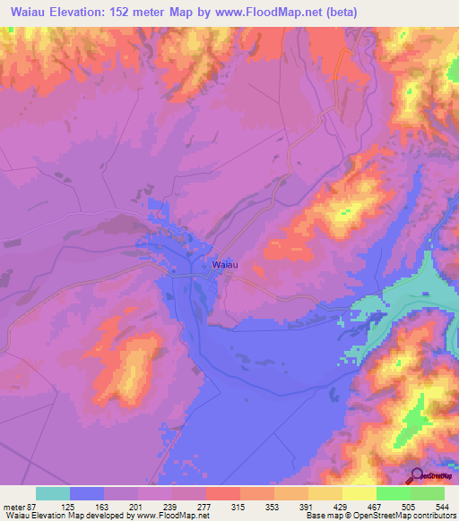 Waiau,New Zealand Elevation Map