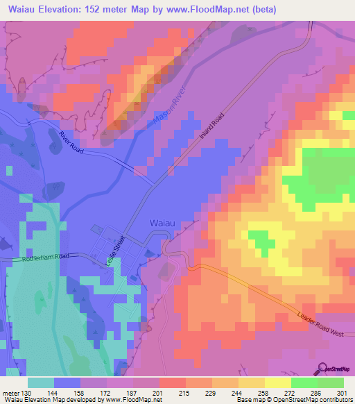 Waiau,New Zealand Elevation Map